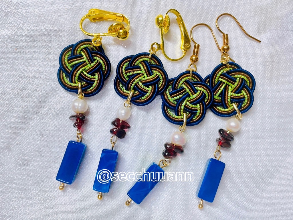 旧作SALE🌸梅結びの空🌌イヤリング・ピアス【陸奥守吉行、南海太郎朝尊、肥前忠広】