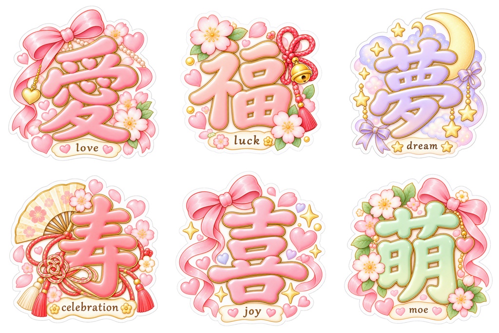 和風デジタルステッカー30個セット|Japanese Kawaii Stickers