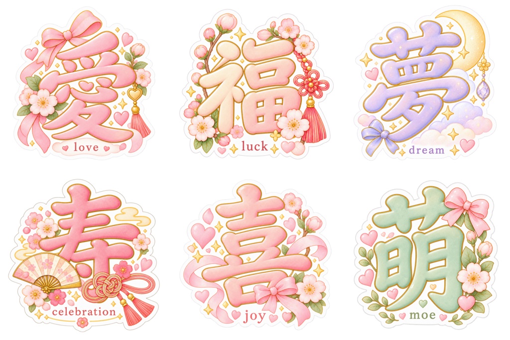 和風デジタルステッカー30個セット|Japanese Kawaii Stickers