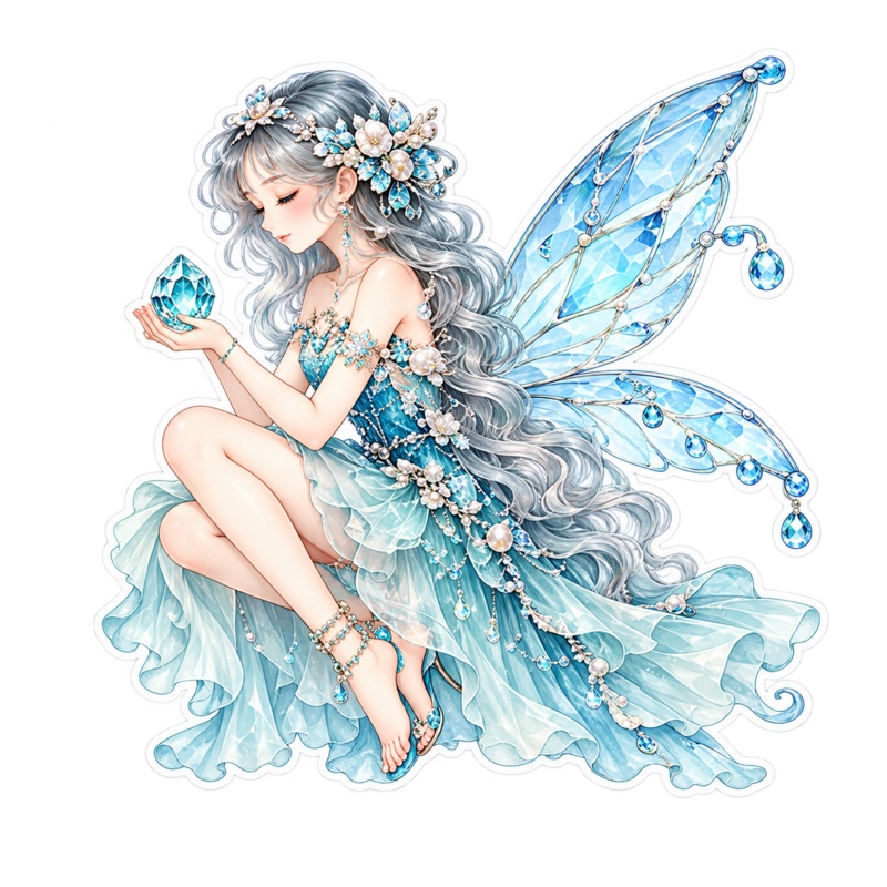 3月の誕生石 アクアマリン|デジタルステッカー11枚|March Aquamarine