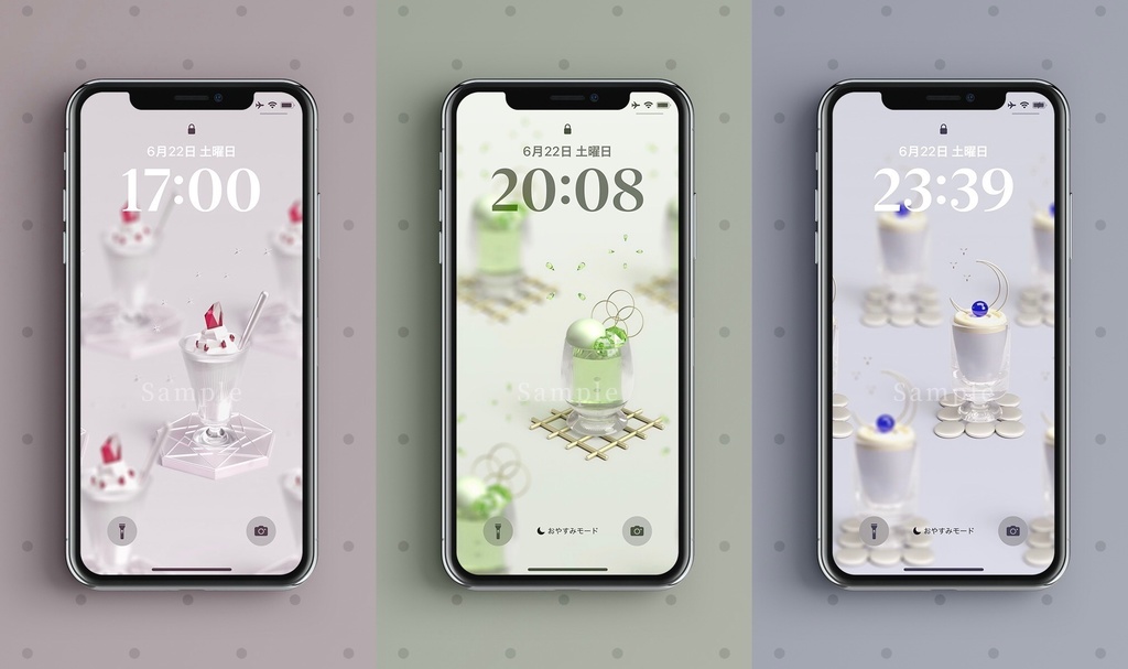 【スマホ壁紙】「『煌杯十二誕生石』スイーツドリンクコレクション」 12種セット - ミニチュア風
