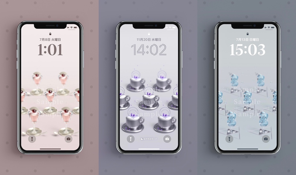 【スマホ壁紙】「『煌杯十二誕生石』スイーツドリンクコレクション」 12種セット - ミニチュア風