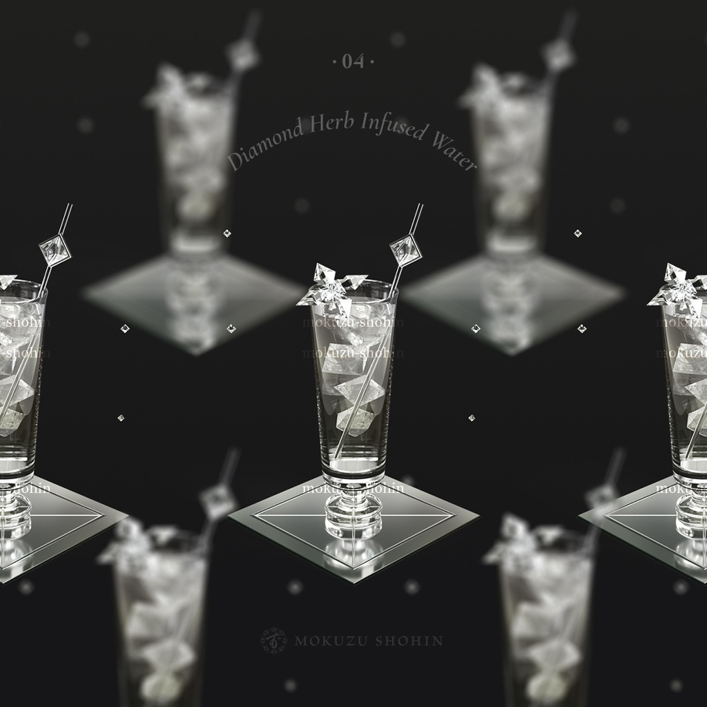 【スマホ壁紙】閃耀を貫く波の煌めき:ダイヤモンド×ハーブウォーター(二枚組)