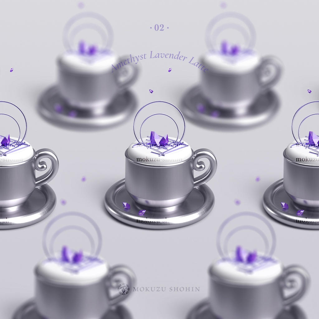 【4K対応デスクトップ壁紙】甘美にたなびく丹碧の廻り:アメシスト×ラベンダーラテ(二枚組)