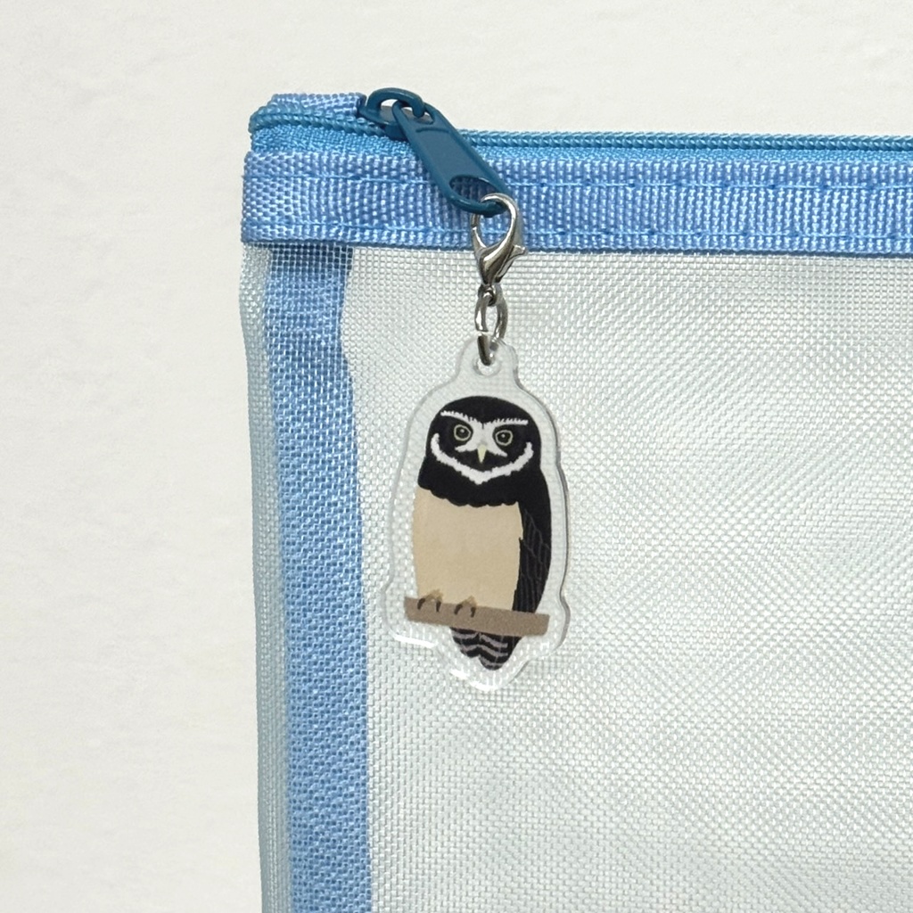 【シリーズ累計販売数100個突破🦉✨】メガネフクロウアンブレラマーカー Spectacled owl umbrella marker(mini acrylic charm)