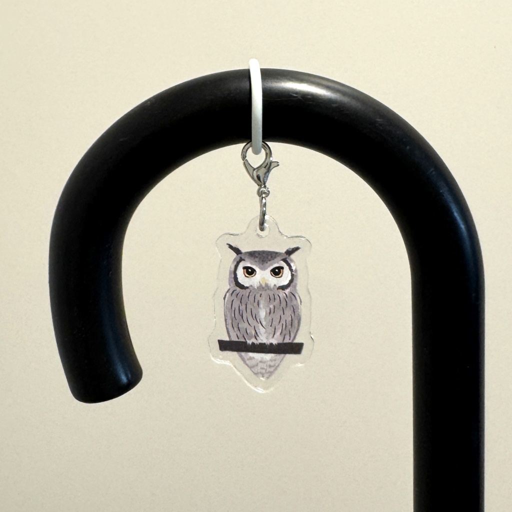 【シリーズ累計販売数100個突破🦉✨】アフリカオオコノハズクのアンブレラマーカー Northern white-faced owl Umbrella marker(mini acrylic charm)