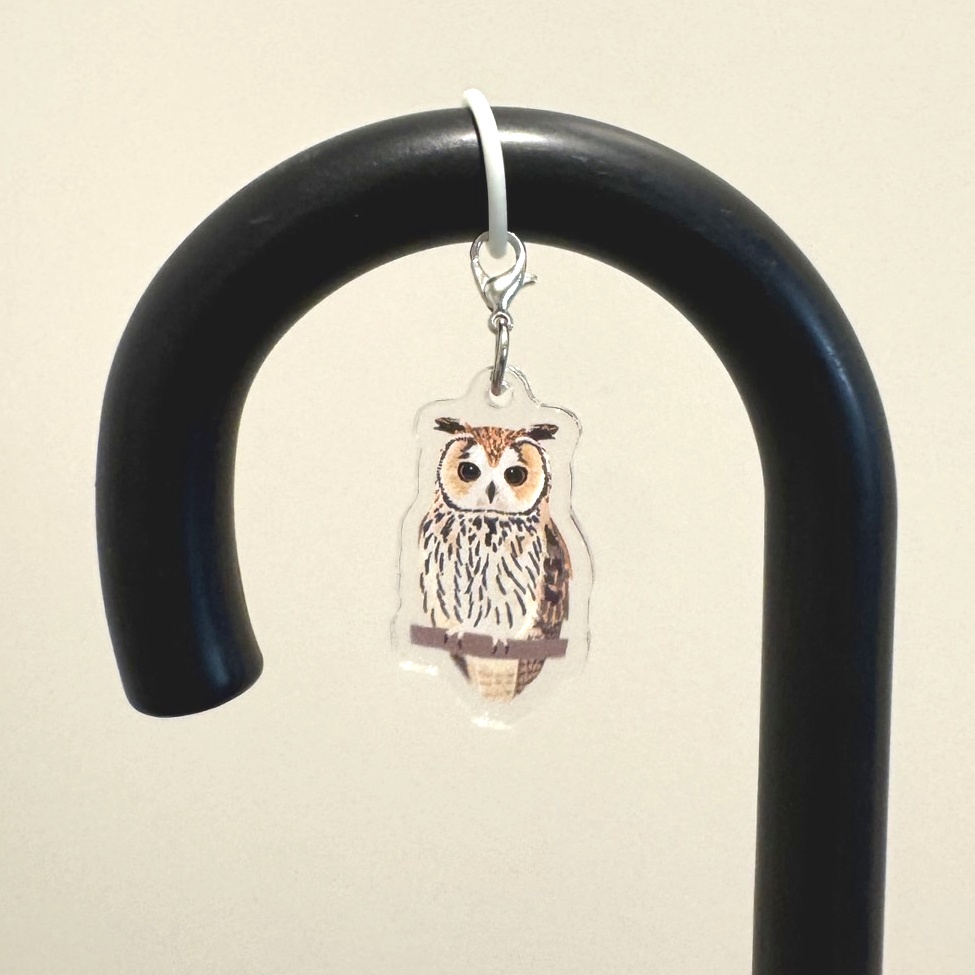 【シリーズ累計販売数100個突破🦉✨】ウサギフクロウのアンブレラマーカー Striped owl Umbrella marker(mini acrylic charm)