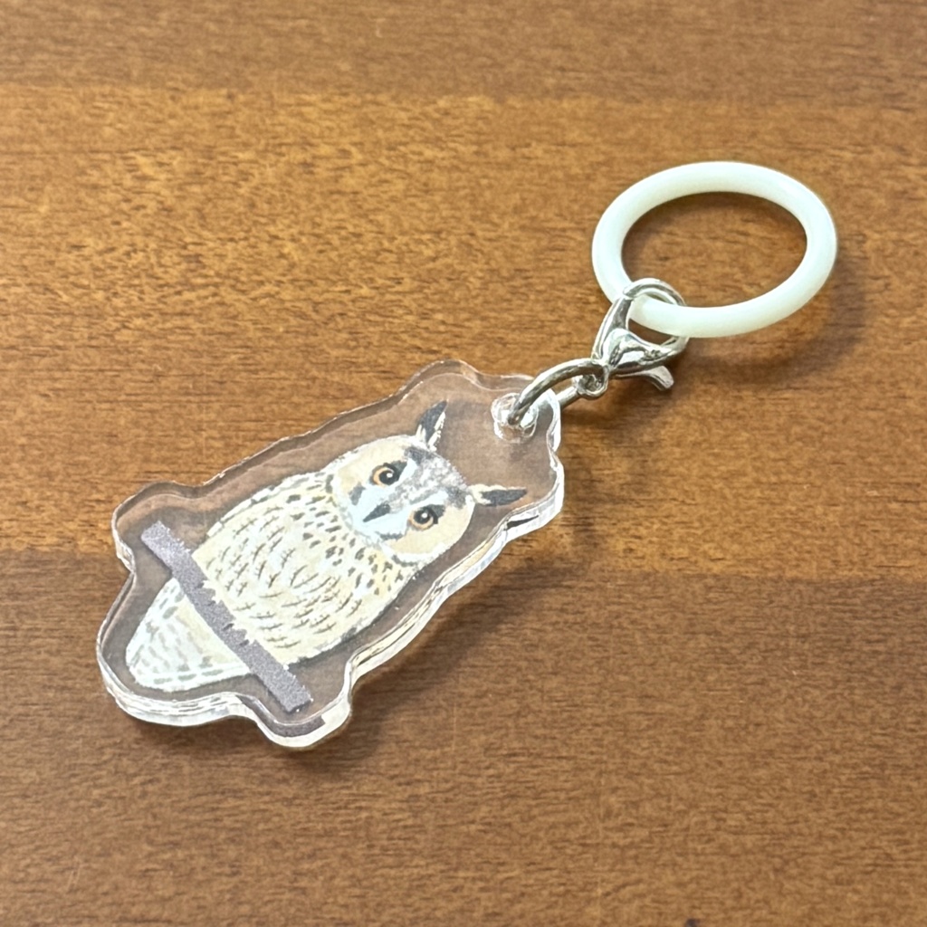 【シリーズ累計販売数100個突破🦉✨】ウサギフクロウのアンブレラマーカー Striped owl Umbrella marker(mini acrylic charm)