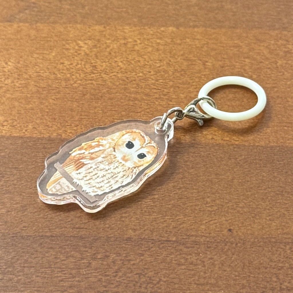 【シリーズ累計販売数100個突破🦉✨】モリフクロウのアンブレラマーカ Tawny owl umbrella marker(mini acrylic charm)