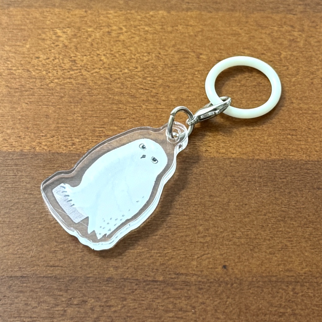 【シリーズ累計販売数100個突破🦉✨】シロフクロウのアンブレラマーカー Snowy owl umbrella marker(mini acrylic charm)
