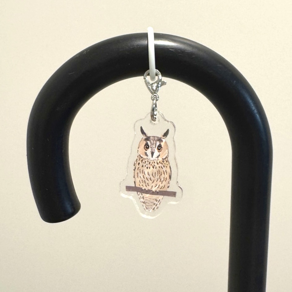 【シリーズ累計販売数100個突破🦉✨】トラフズクのアンブレラマーカー Long-eared owl Umbrella marker(mini acrylic charm)