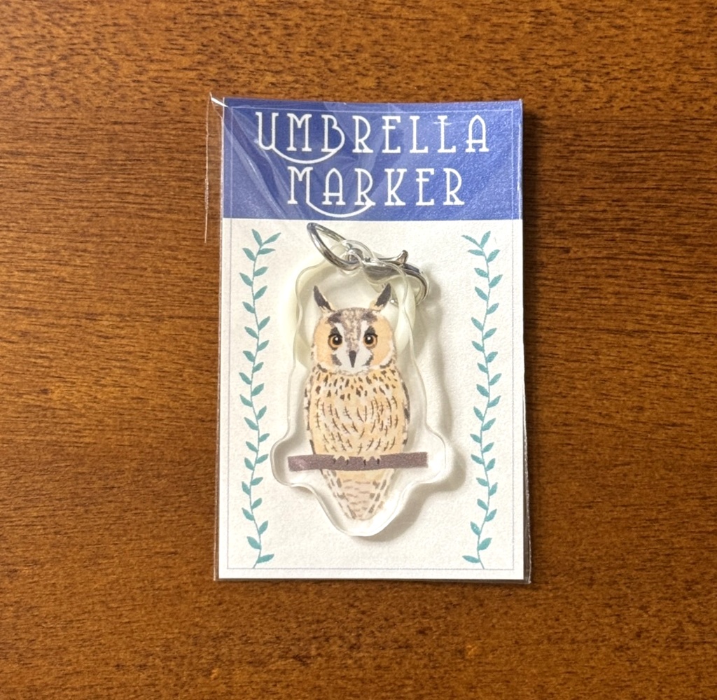 【シリーズ累計販売数100個突破🦉✨】トラフズクのアンブレラマーカー Long-eared owl Umbrella marker(mini acrylic charm)