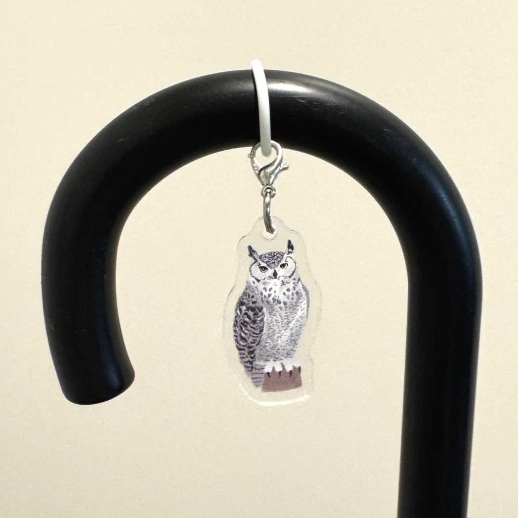 【シリーズ累計販売数100個突破🦉✨】アメリカワシミミズクのアンブレラマーカー Great horned owl Umbrella marker(mini acrylic charm)