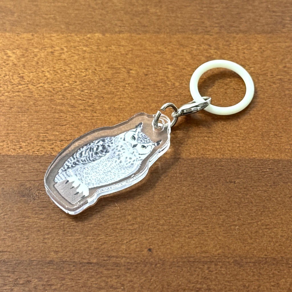 【シリーズ累計販売数100個突破🦉✨】アメリカワシミミズクのアンブレラマーカー Great horned owl Umbrella marker(mini acrylic charm)