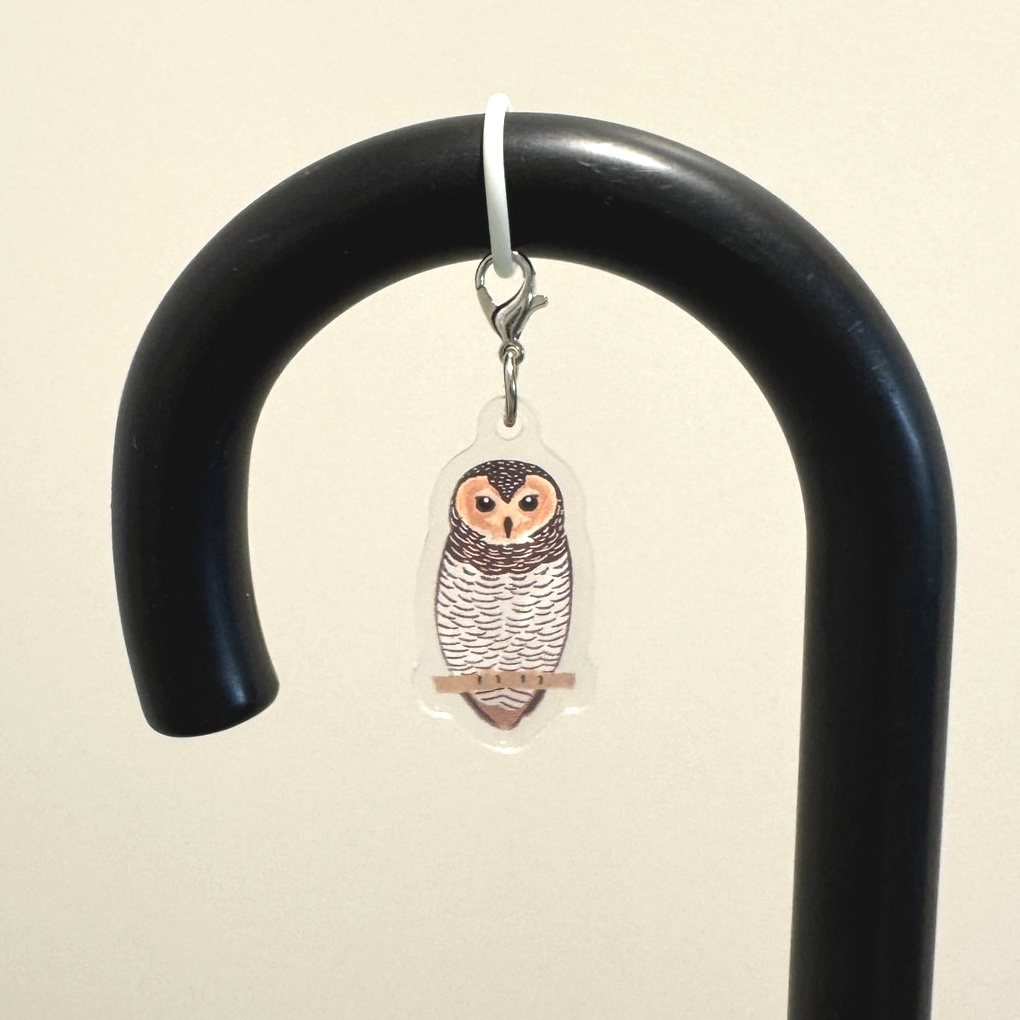 【シリーズ累計販売数100個突破🦉✨】マレーモリフクロウのアンブレラマーカー Spotted wood owl Umbrella marker(mini acrylic charm)