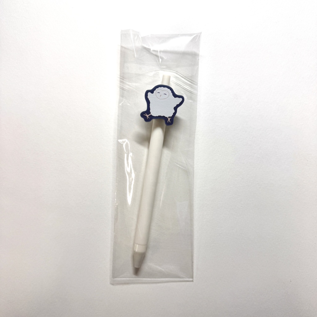 メンフクロウのヒナ　ジェルボールペン(本体白)