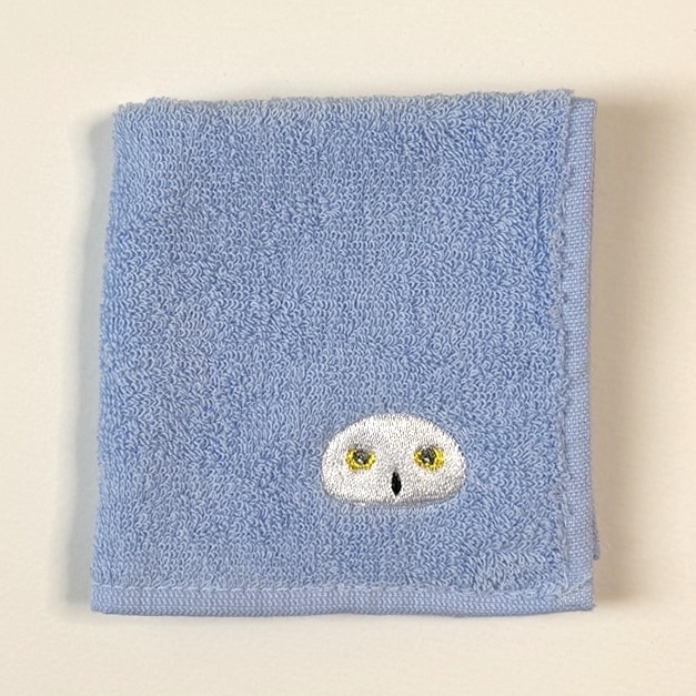 シロフクロウ(目に光が有るver) 刺繍タオルハンカチ