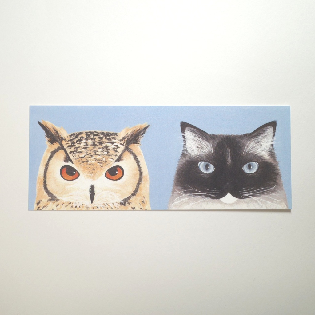 ネコとミミズク　イラストカード