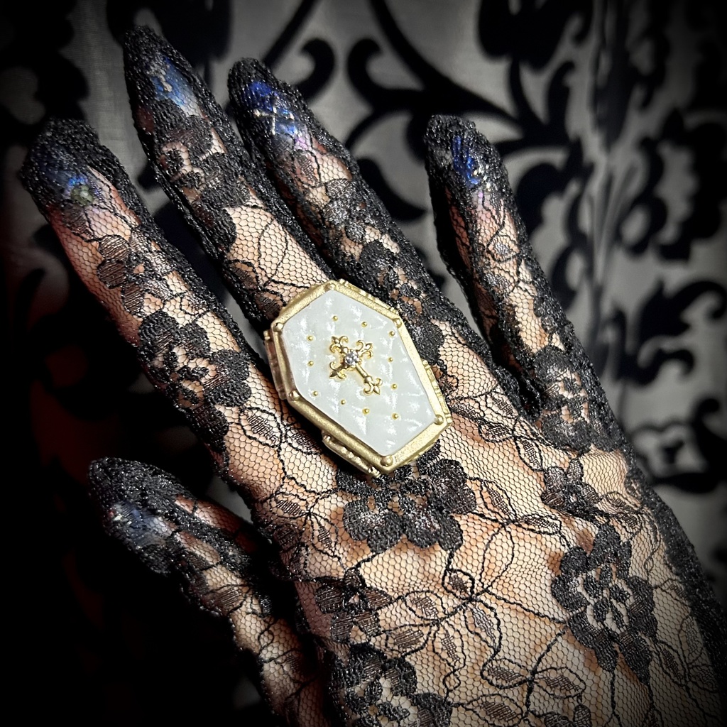 棺桶リング <アズラエルホワイト>(白×金)