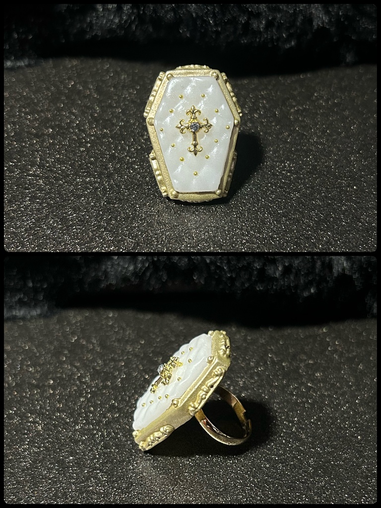 棺桶リング <アズラエルホワイト>(白×金)
