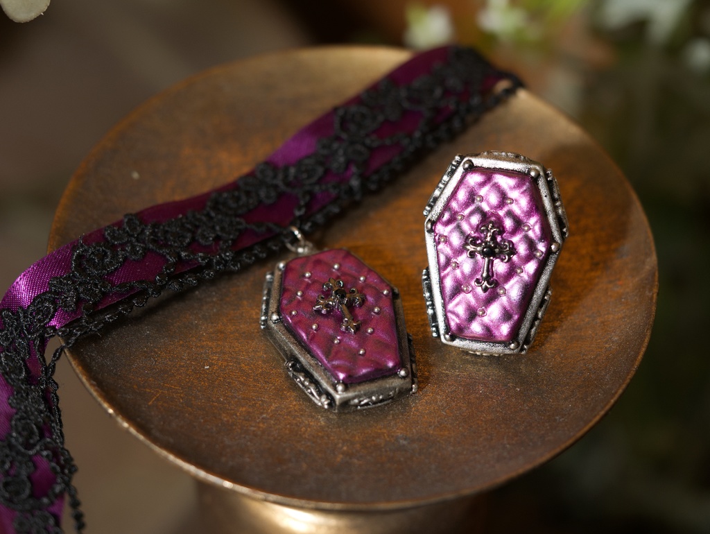 薔薇レースとリボンの棺桶チョーカー<全3色>