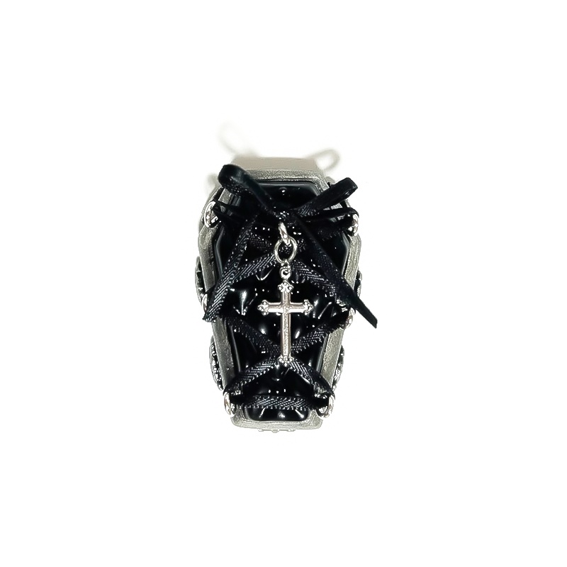 編み上げリボンの棺桶リング<タナトスブラック>