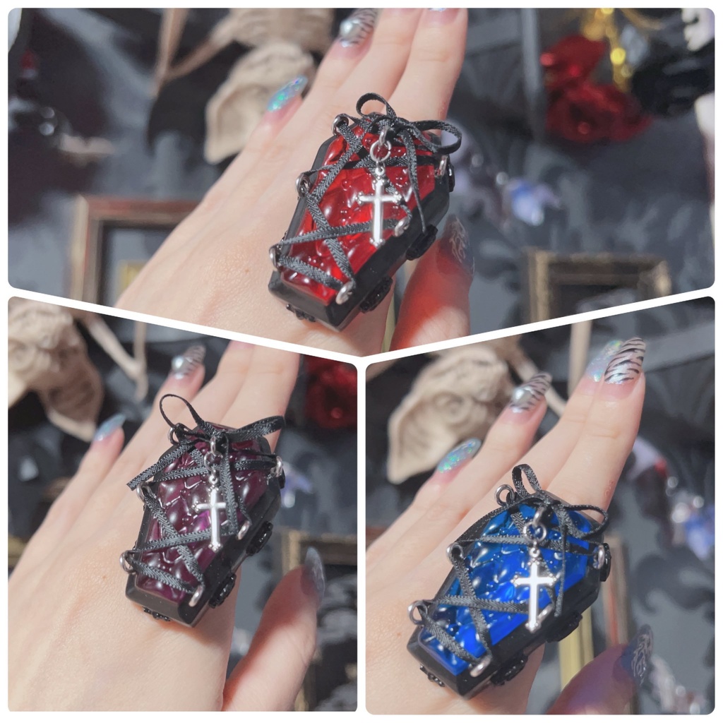 編み上げリボンの棺桶リング<Phamtom coffin>