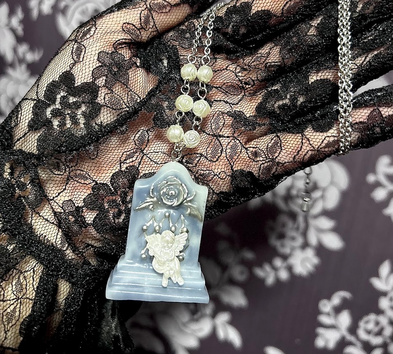 <Angelic Garden>天使と薔薇の墓石ネックレス