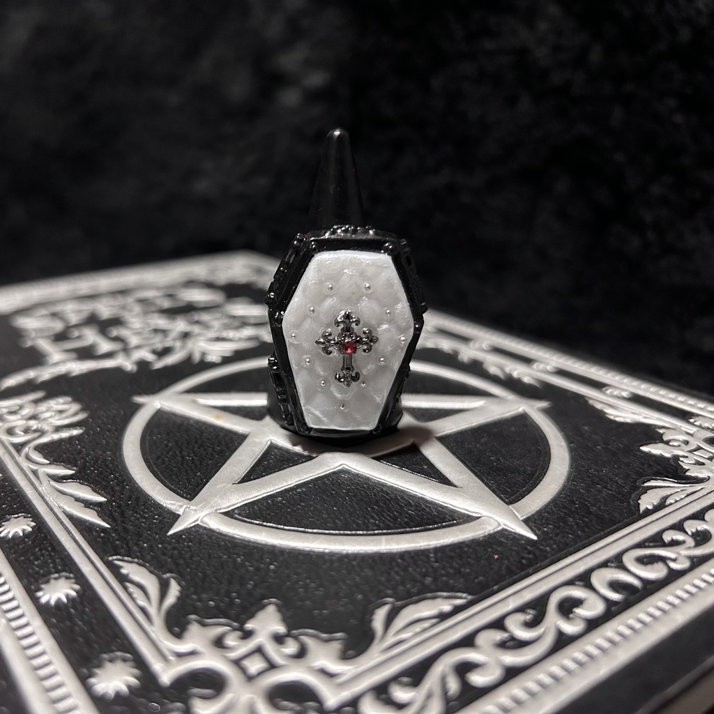 棺桶リング <アズラエルホワイト>白×黒