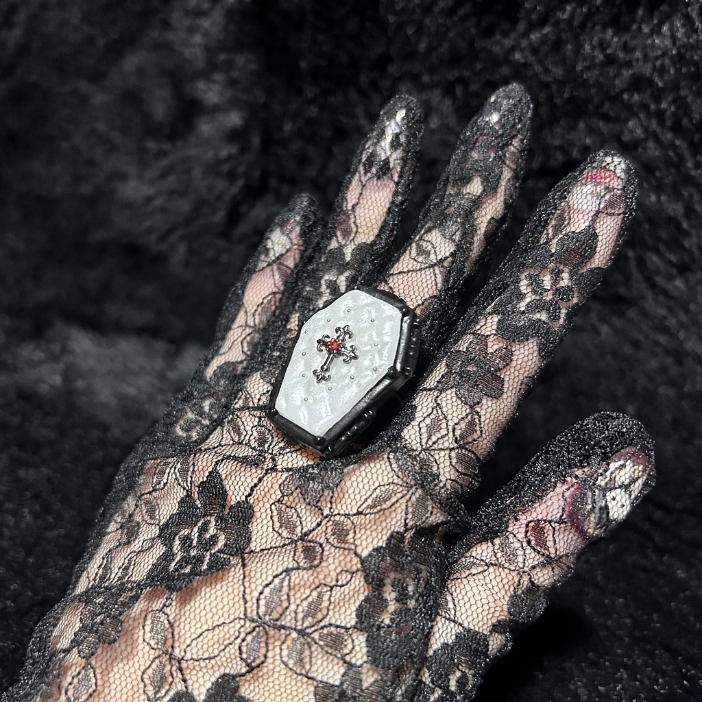 棺桶リング <アズラエルホワイト>白×黒