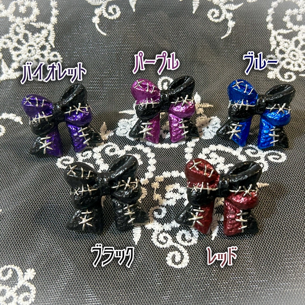 Spooky Doll Ribbon つぎはぎリボンのヘアクリップ