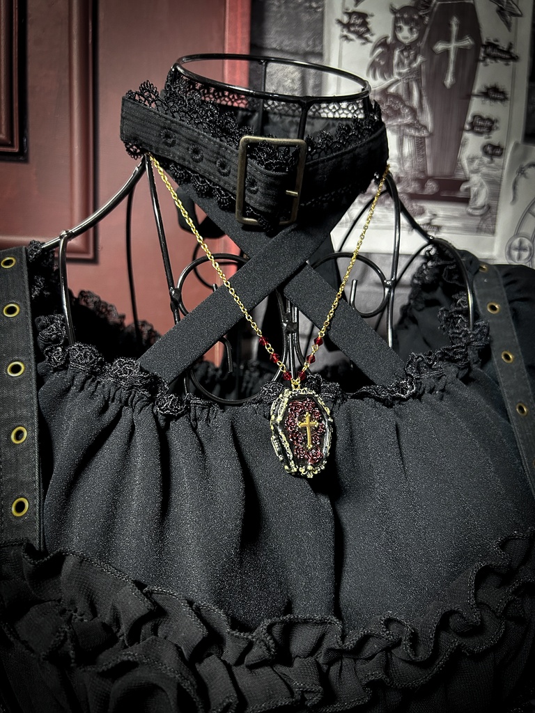 薔薇と十字架の棺<Obscura Rouge>ネックレス
