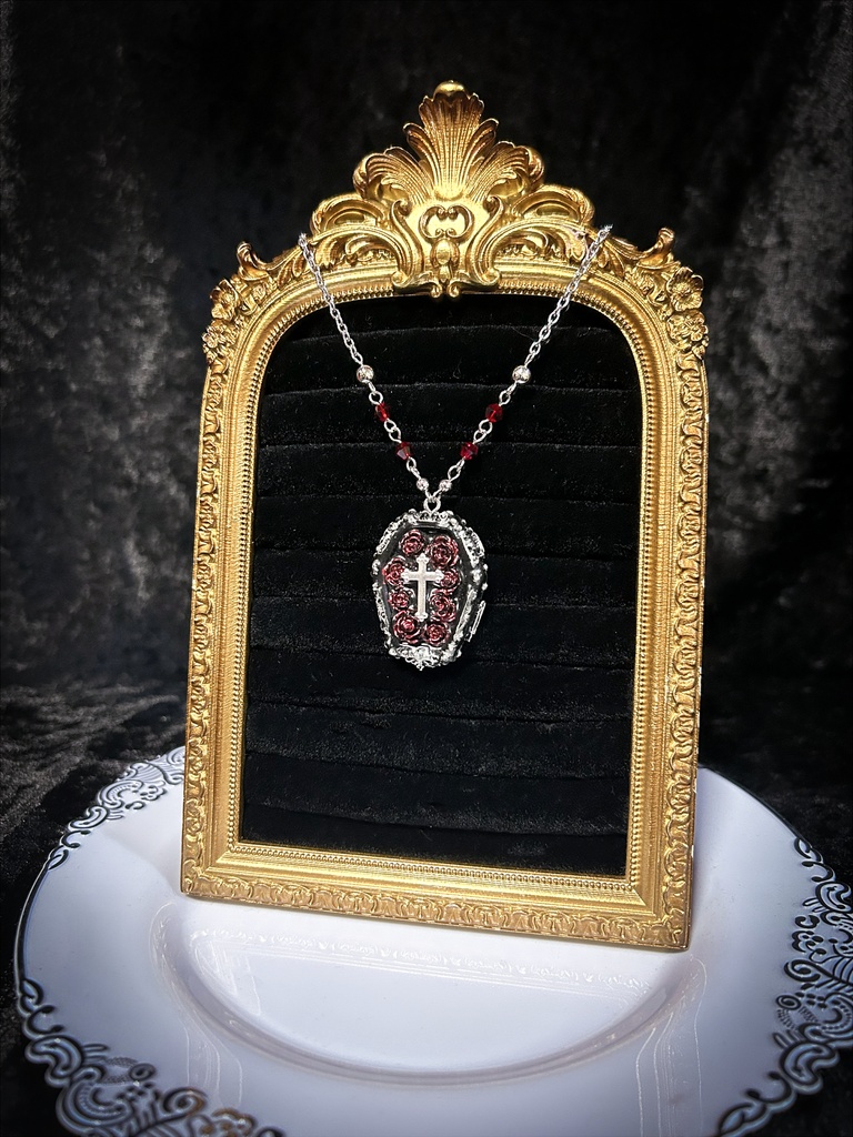 薔薇と十字架の棺<Obscura Rouge>ネックレス