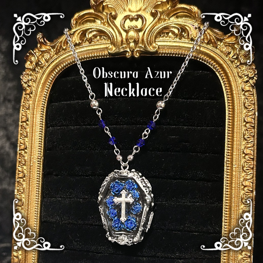 薔薇と十字架の棺<Obscura Azur> ネックレス