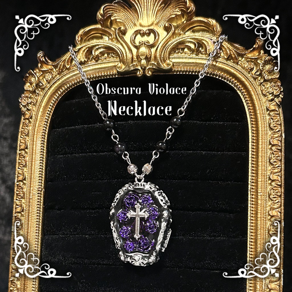 薔薇と十字架の棺＜Obscura Violace＞ネックレス