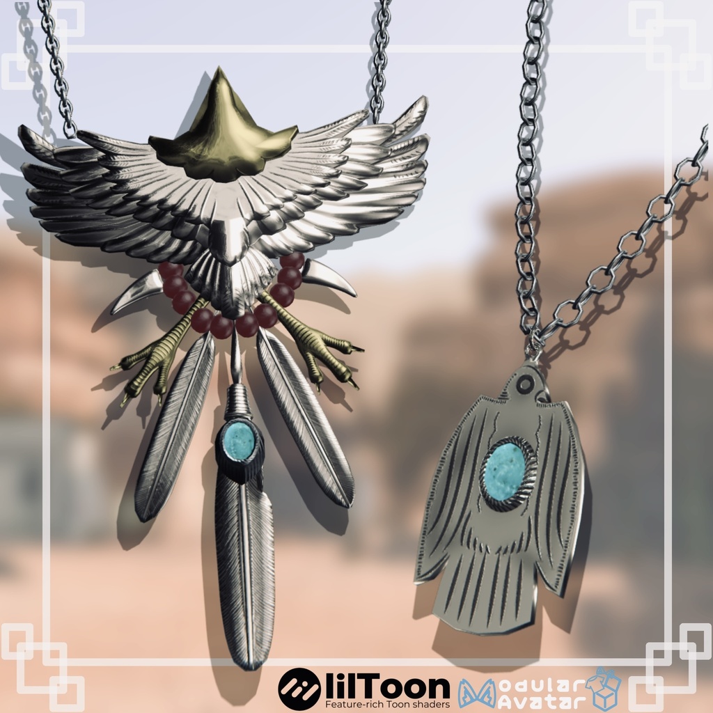 FEATHER RELIC - Silver Pendant 3Dモデル【VRChat対応】｜なめろうのおみせ