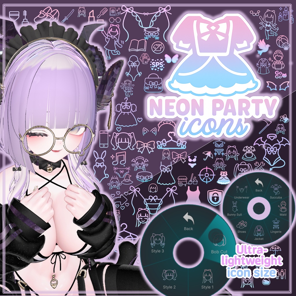 VRC Neon Party Icon Set 92 icons (more in future updates!)