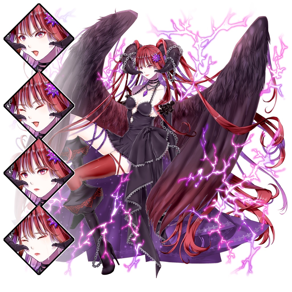 角のある悪魔の女敵キャラ【表情5種】