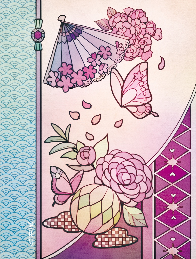 オリジナルミラー 桜・蝶・乙女椿より