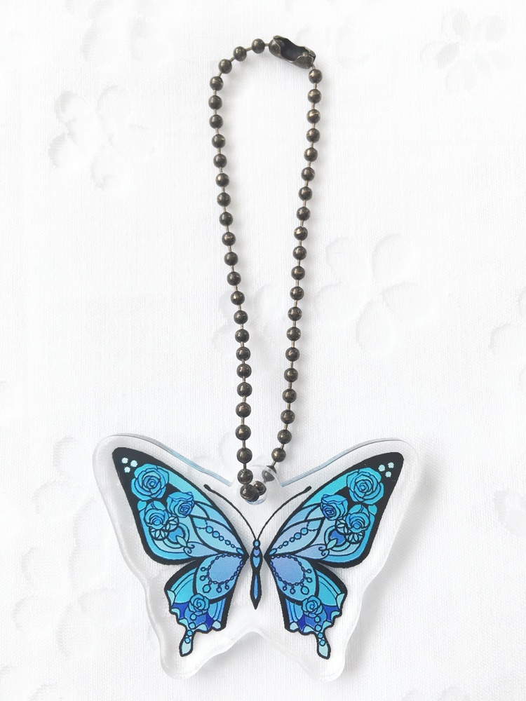 【青薔薇蝶】アクリルキーホルダー