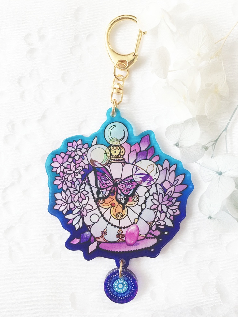 【紫・万華鏡】紫陽花アクリルキーホルダー