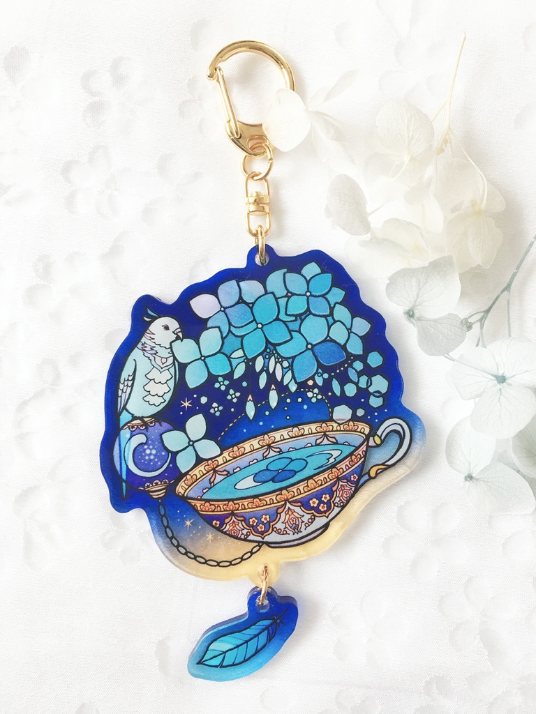 【青・トルコの夜】紫陽花アクリルキーホルダー
