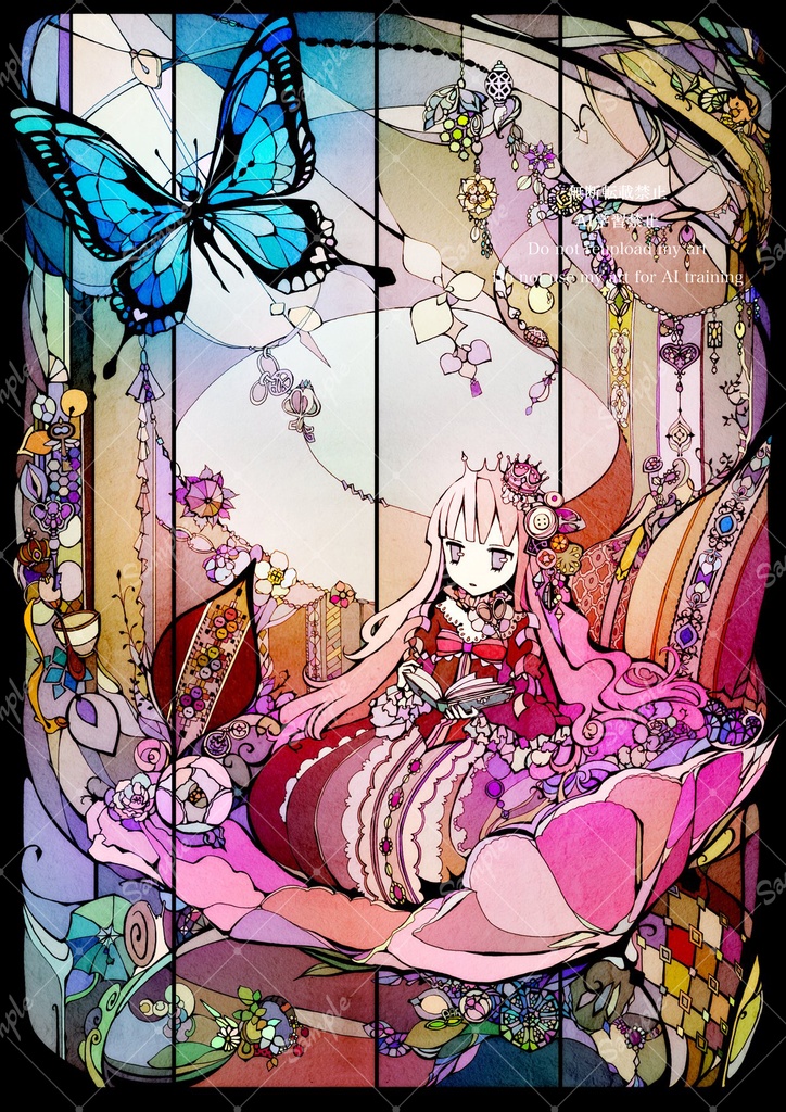 お姫様と本【個展展示アクリル作品】