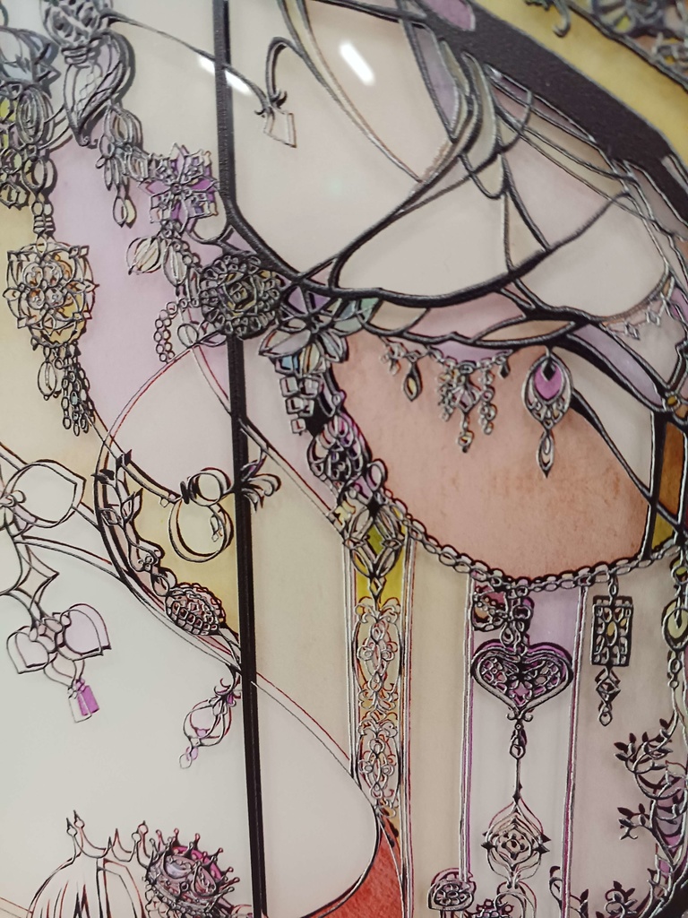 お姫様と本【個展展示アクリル作品】