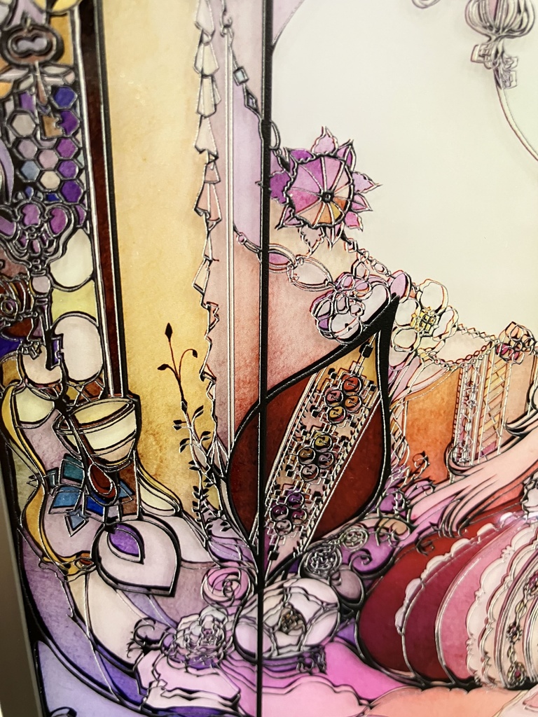 お姫様と本【個展展示アクリル作品】