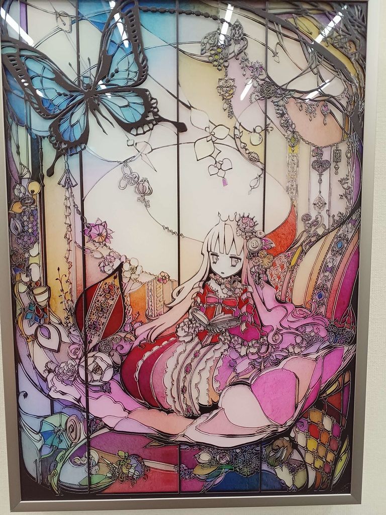 お姫様と本【個展展示アクリル作品】