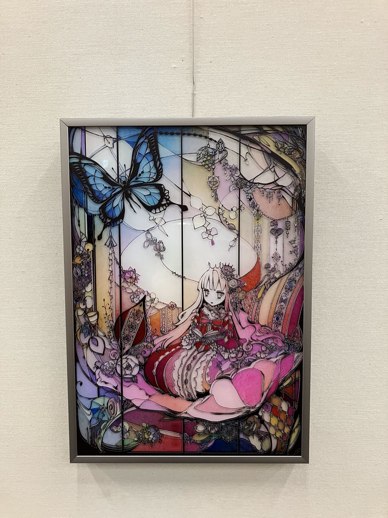 お姫様と本【個展展示アクリル作品】
