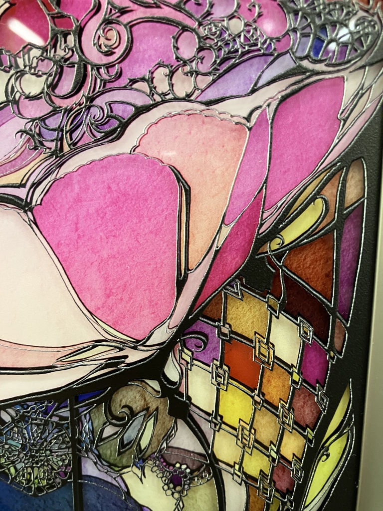 お姫様と本【個展展示アクリル作品】