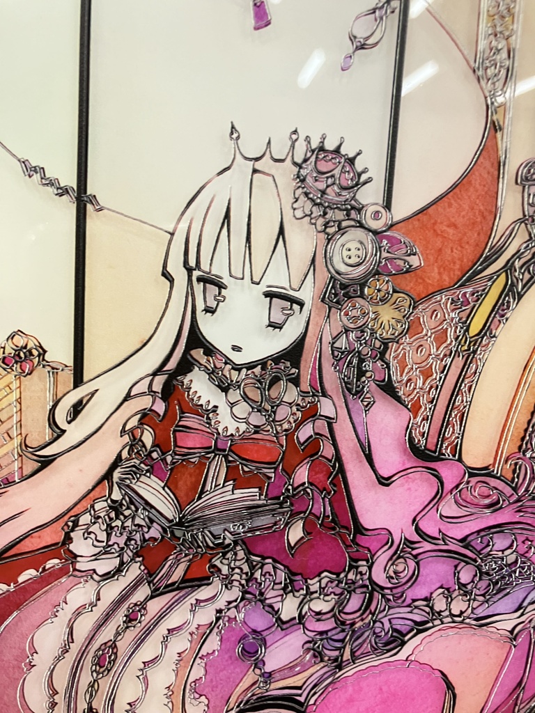 お姫様と本【個展展示アクリル作品】
