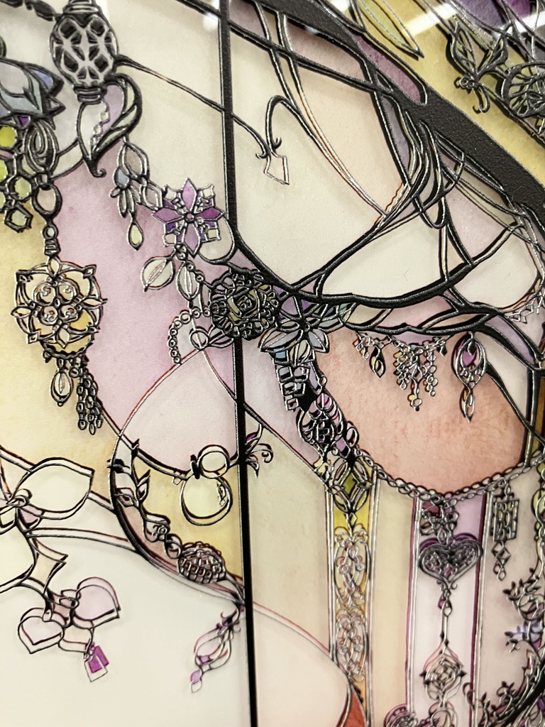 お姫様と本【個展展示アクリル作品】